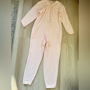 Victoria’s Secret Vintage Pajamas One Piece Large long John crochet pink Large L